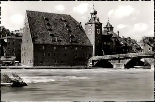 Ak Regensburg an der Donau Oberpfalz, Steinerne Brücke