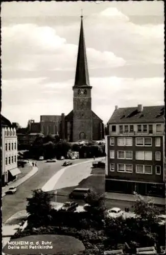 Ak Mülheim an der Ruhr, Bachstraße m. Petrikirche, Geschäfte