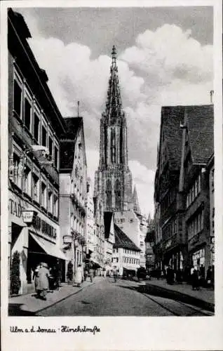 Ak Ulm an der Donau,  Hirschstraße mit Münster