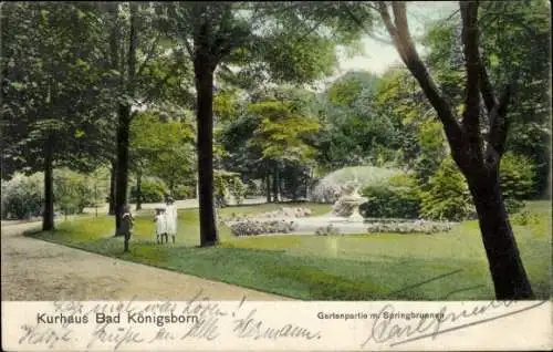 Ak Königsborn Unna im Ruhrgebiet, Kurhaus, Garten, Springbrunnen