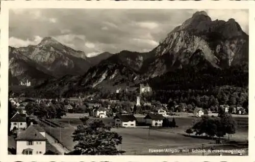 Ak Füssen im Allgäu, Panorama mit Schloss Neuschwanstein