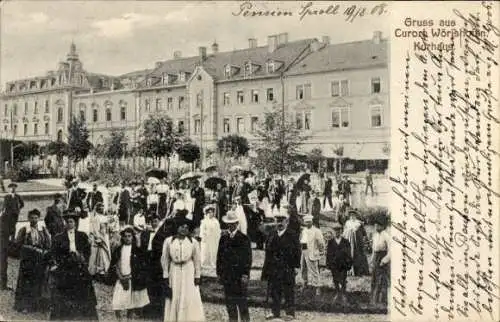 Ak Bad Wörishofen im Unterallgäu, Kurhaus, Kurgäste im Park