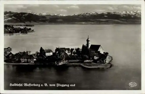 Ak Wasserburg am Bodensee Schwaben, Halbinsel, Fliegeraufnahme