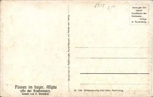 Künstler Ak Marschall, V., Füssen im Allgäu, An der Stadtmauer