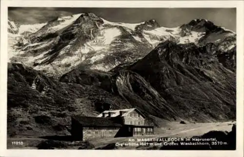 Ak Salzburg Österreich, Am Wasserfallboden im Kaprunertal, Orglerhütte, Großes Wiesbachhorn