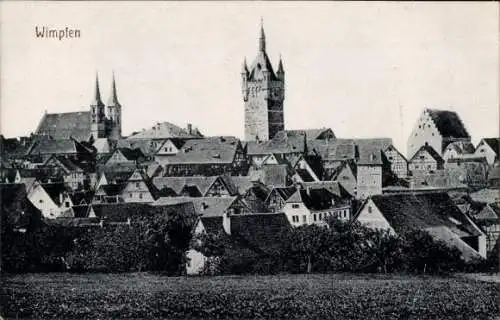 Ak Bad Wimpfen, Totalansicht der Stadt, Turm