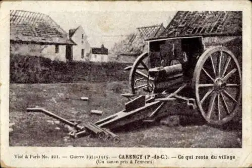 Ak Carency Pas de Calais, Ce qui reste du village, Grande Guerre