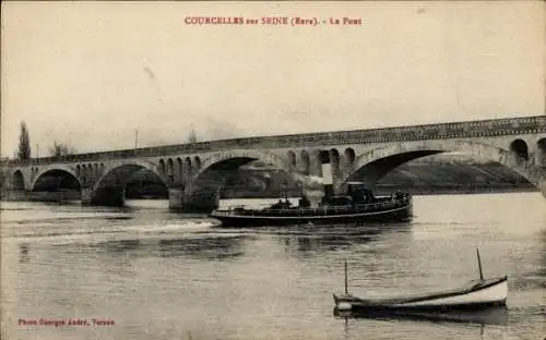 Ak Courcelles-sur-Seine Eure, Le Pont