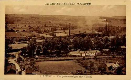 Ak Libos Lot-et-Garonne, Vue panoramique sur l'Usine