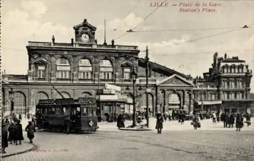 Ak Lille Nord, Place de la Gare, Straßenbahn