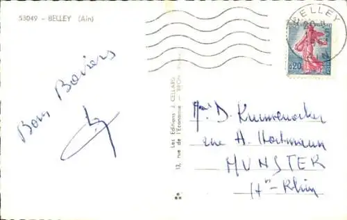 Ak Belley Ain, Teilansicht, Brunnen, Kirche