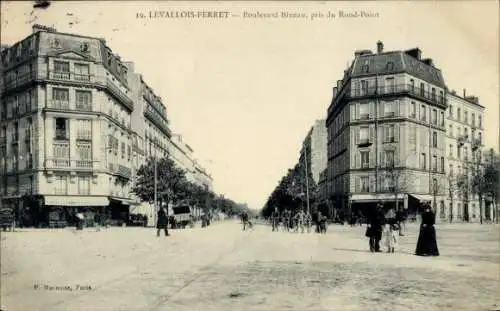 Ak Levallois Perret Hauts de Seine, Boulevard Bineau, Rond Point