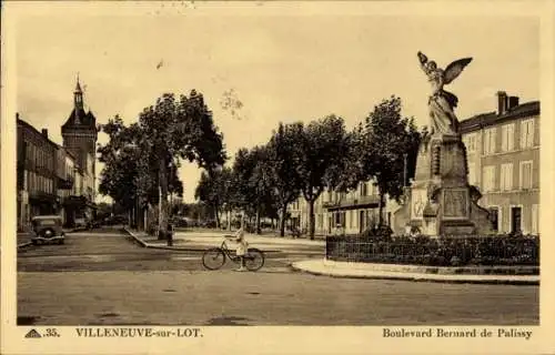 Ak Villeneuve sur Lot Lot et Garonne, Boulevard Bernard de Palissy