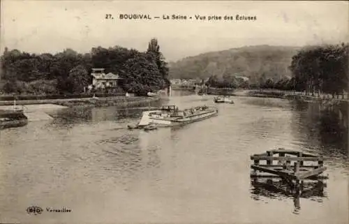 Ak Bougival Yvelines, La Seine, Vue prise des Ecluses