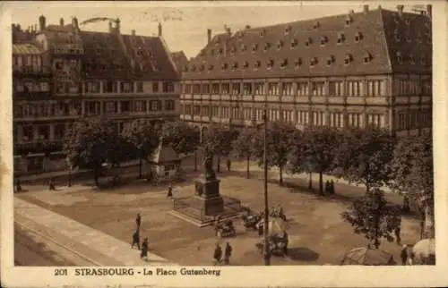 Ak Strasbourg Straßburg Elsass Bas Rhin, Place Gutenberg