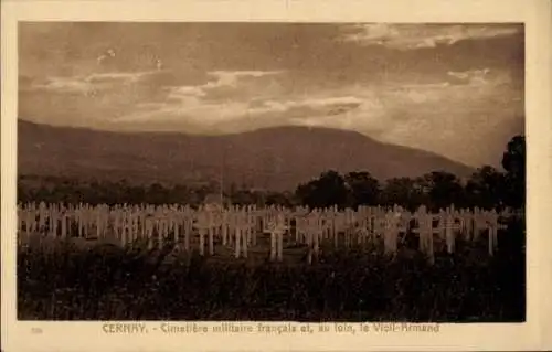 Ak Cernay Sennheim Elsass Haut Rhin, Cimetiere militaire francais, Vieil Armand