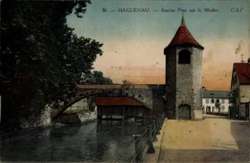 Ak Haguenau Hagenau im Elsass Bas Rhin, Ancien Pont sur la Moder