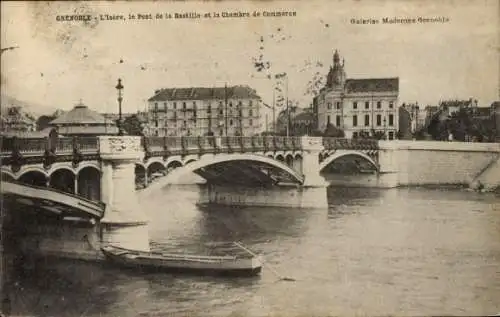 Ak Grenoble Isère, Pont de la Bastille, Chambre de Commerce