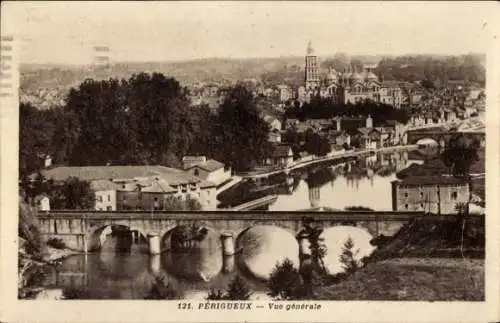 Ak Périgueux Nouvelle-Aquitaine Dordogne, Vue generale, Pont