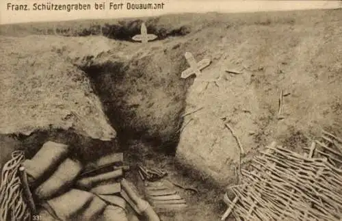 Ak Douaumont Lothringen Meuse, Französische Schützengraben