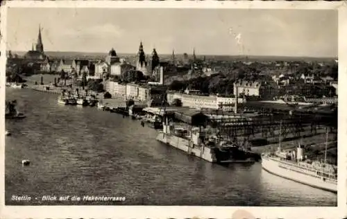 Ak Szczecin Stettin Pommern, Blick auf die Hakenterrasse