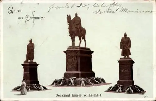 Ak Chemnitz in Sachsen, Denkmal Kaiser Wilhelm I.