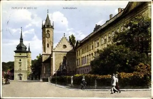 Ak Teplice Šanov Teplitz Schönau Region Aussig, Schlossplatz