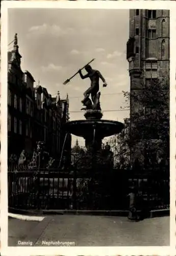 Ak Gdańsk Danzig, Neptunbrunnen