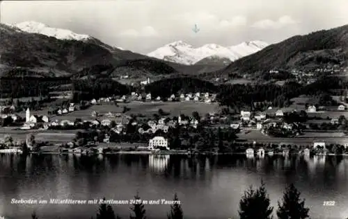 Ak Seeboden am Millstätter See Kärnten, Panorama mit Bartlmann und Tauern