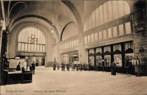 Ak Gelsenkirchen im Ruhrgebiet, Neuer Bahnhof, Vorhalle, Fahrkartenausgabe