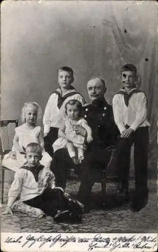 Ak Familienfoto König Friedrich August von Sachsen und seine Kinder