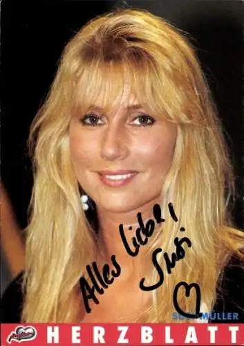 Ak Schauspielerin Susi Müller, Portrait, Herzblatt, Autogramm