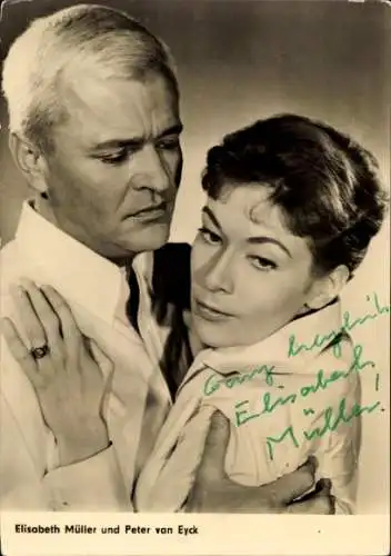 Ak Schauspielerin Elisabeth Müller, Schauspieler Peter van Eyck, Dr. Crippen lebt, Autogramm