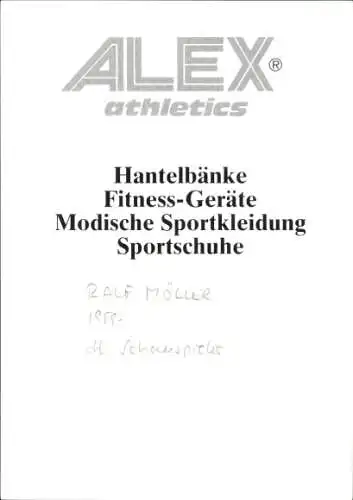 Ak Schauspieler Ralf Möller, Portrait, Autogramm, Werbung Alex athletics