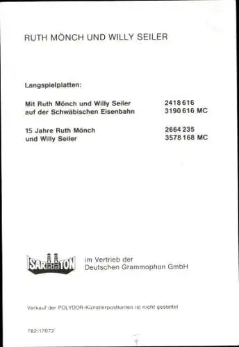 Ak Schauspielerin und Sängerin Ruth Mönch, Schauspieler und Sänger Willy Seiler, Portrait, Autogramm