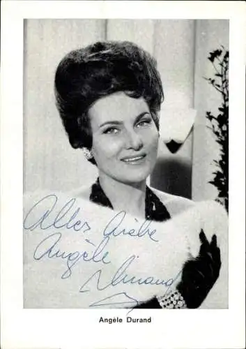 Ak Schauspielerin Angele Durand, Portrait, Autogramm