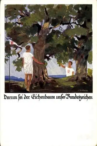 Künstler Ak Amtsberg, Otto, Zum Besten der dt. Turnerschaft, Eichenbaum als Bundeszeichen