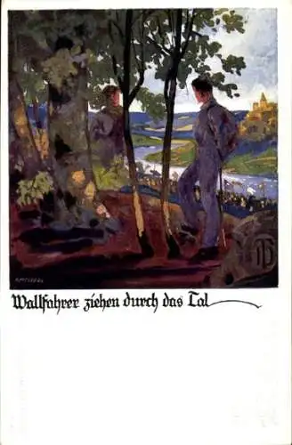 Künstler Ak Amtsberg, Otto, Wallfahrer ziehen durch das Tal, Deutsche Turnerschaft