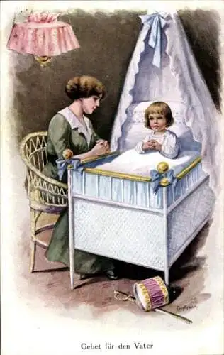 Künstler Ak Gebet für den Vater, Mutter mit Kind