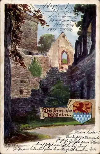 Wappen Künstler Litho Biese, C., Lörrach, Burgruine Rötteln