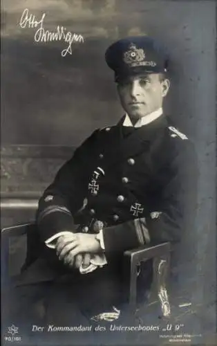 Ak Otto Weddigen, Kommandant des Unterseebootes U 9, Portrait in Uniform
