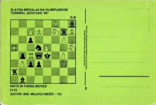 Ak Schacholympiade Novi Sad 1990, Matt in drei Zügen