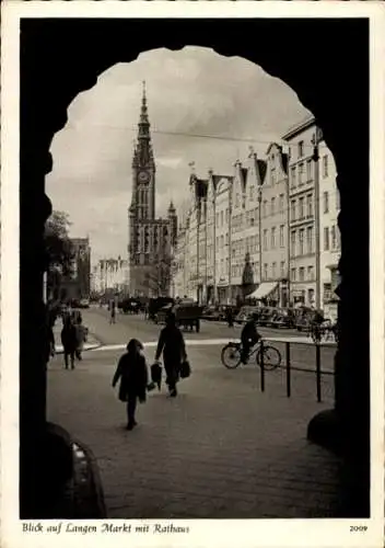 Ak Gdańsk Danzig, Blick auf Langen Markt mit Rathaus, Rynek