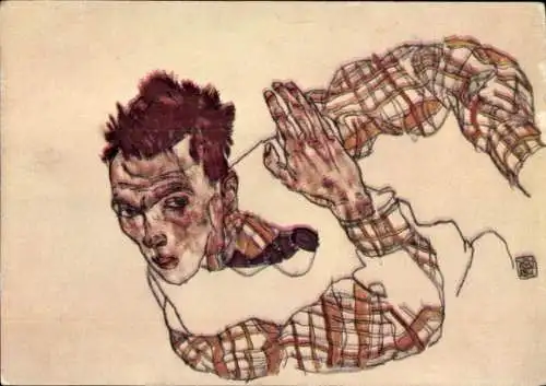 Künstler Ak Schiele, Egon, Selbstbildnis, Expressionismus