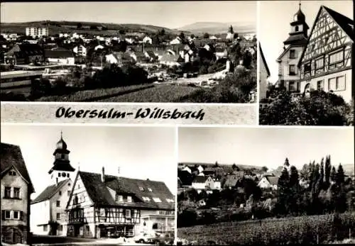 Ak Willsbach Obersulm in Württemberg, Totale, Fachwerkhaus, Glockenturm