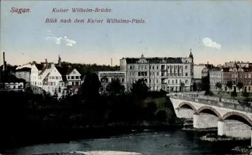 Ak Żagań Sagan Schlesien, Kaiser Wilhelm-Brücke, Kaiser Wilhelms-Platz