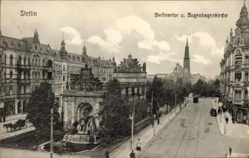 Ak Szczecin Stettin Pommern, Berlinertor, Bugenhagenkirche