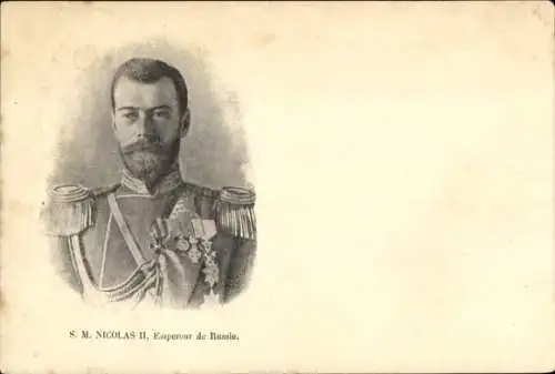 Ak Zar Nikolaus II. von Russland, Portrait in Uniform, Orden