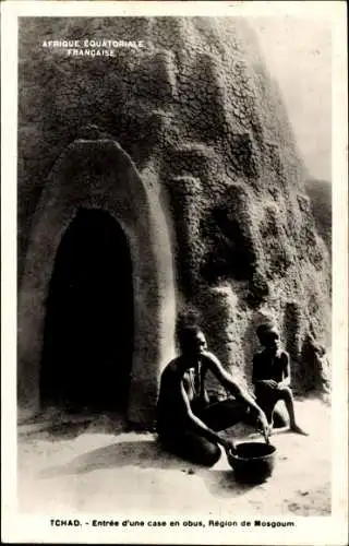 Ak Tschad, Eingang zu einer Muschelhütte, Region Mosgoum