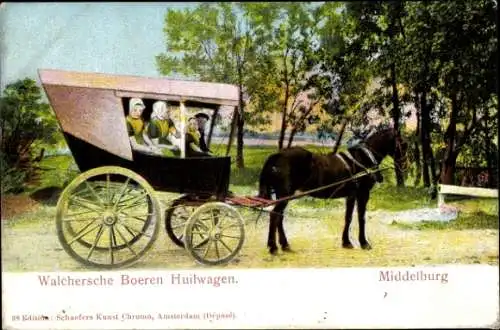 Ak Middelburg Zeeland Niederlande, Walchersche Boeren Huifwagen